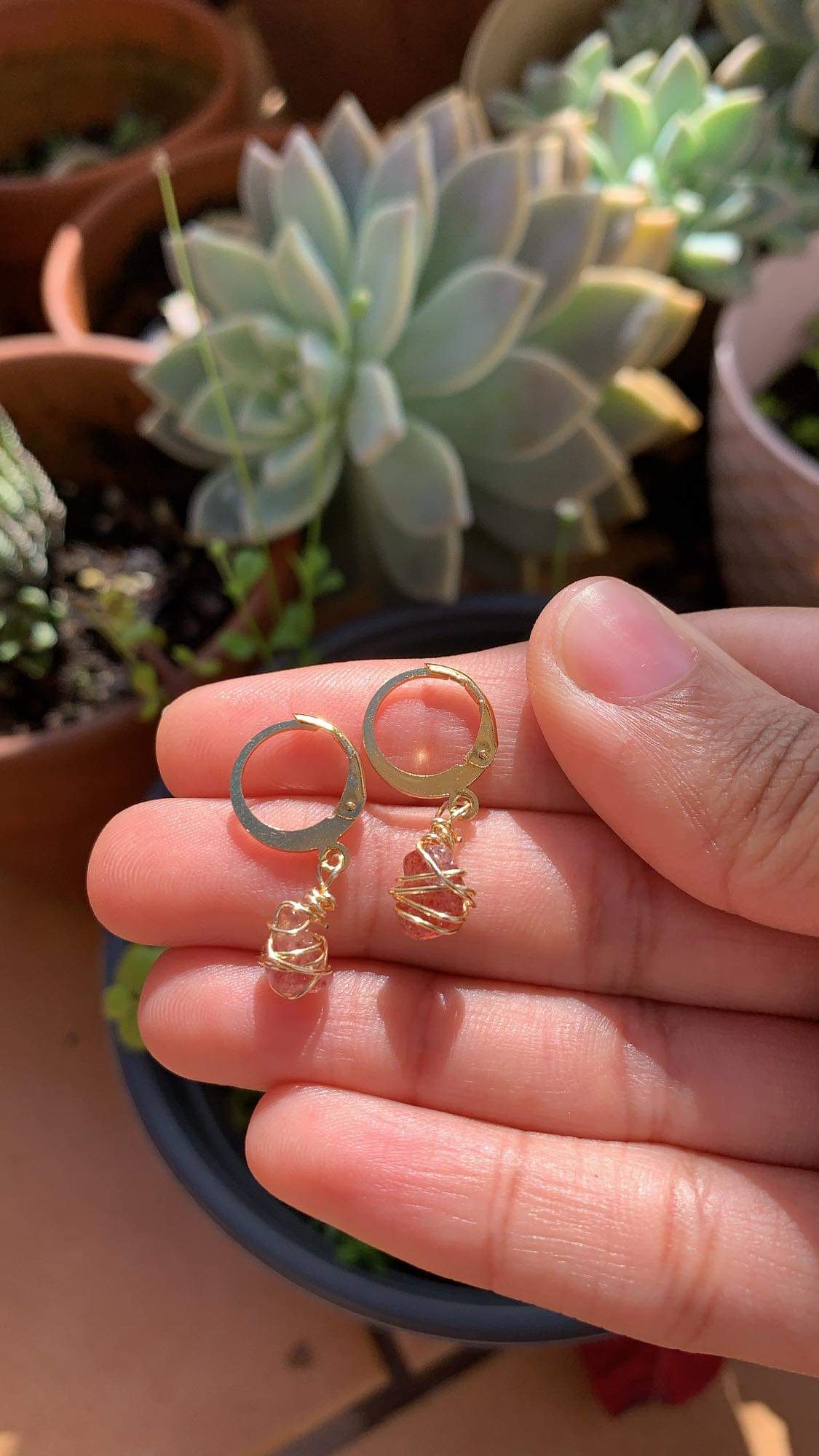 Strawberry Quartz Huggies