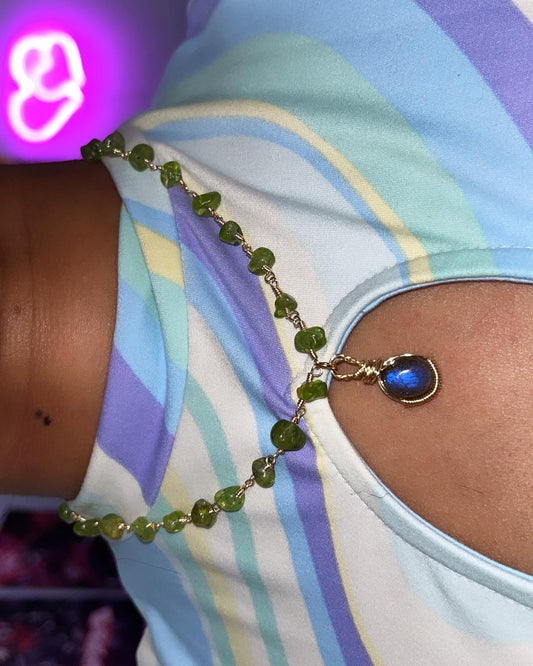 Peridot and lab necklace