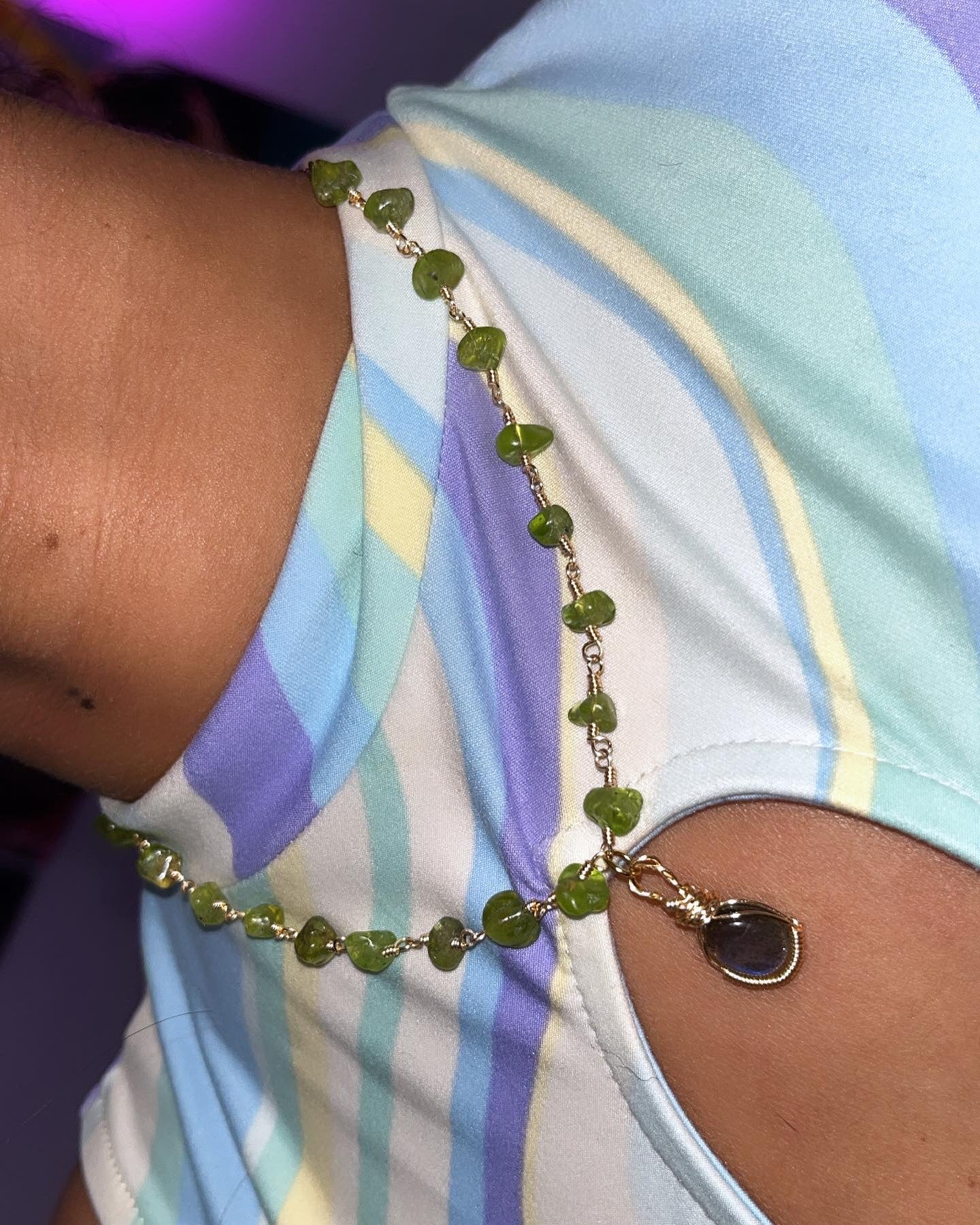 Peridot and lab necklace