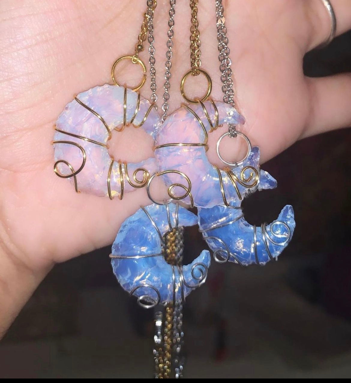 Opalite moon necklace